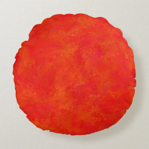 Red Orange Abstract Pattern Round Cushion