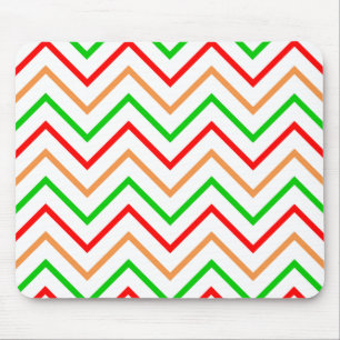 Red, Orange and Green Chevron Pattern Mouse Pad