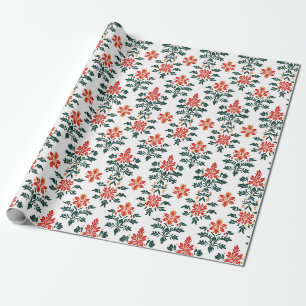 Red, Orange, and Green Floral Wrapping Paper