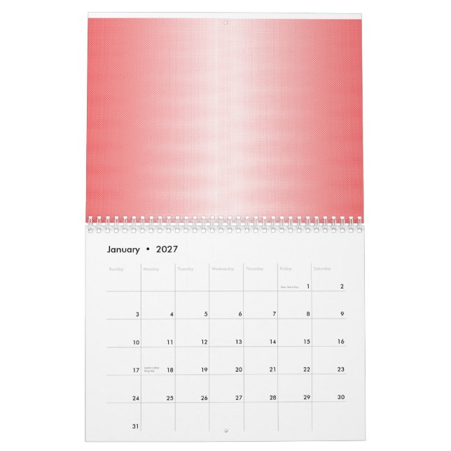 Red, orange, and pink brushstrokes blend together  calendar (Jan 2027)