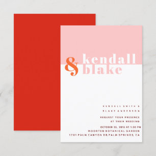 Red, Orange and Pink Minimalist Typography Wedding Invitation