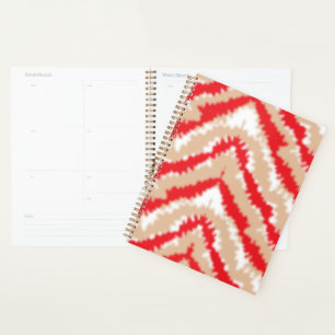 Red, orange, and pink textured patterns and motifs planner