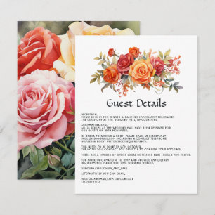 Red, Orange, and Sage Floral Guest Details Enclosure Card