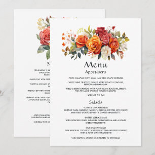 Red, Orange, and Sage Floral Menu