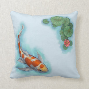 Red, Orange, and White Koi Fish Cushion