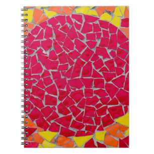 Red, orange, and yellow artwork notebook
