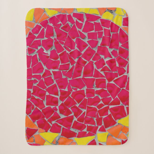 Red, orange, and yellow artwork sherpa blanket (Front)