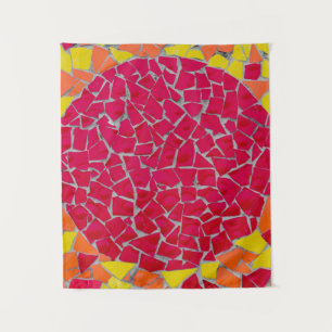 Red, orange, and yellow artwork tapestry