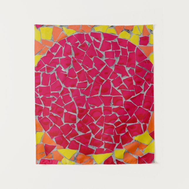Red, orange, and yellow artwork tapestry (Front)