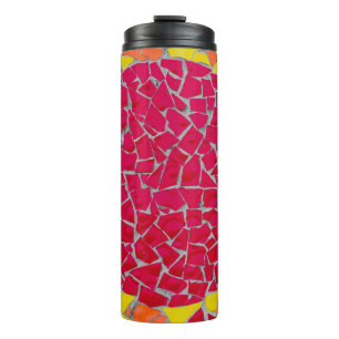 Red, orange, and yellow artwork thermal tumbler