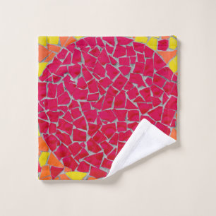 Red, orange, and yellow artwork wash cloth