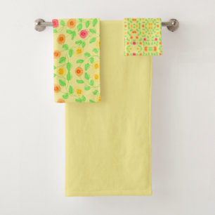 Red Orange and Yellow Bath Towel Set