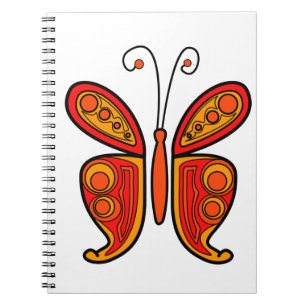 Red Orange and Yellow Butterfly Art Notebook