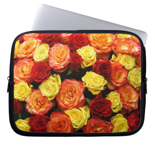 Red, Orange, and Yellow Roses 10" Laptop Sleeve (Front)