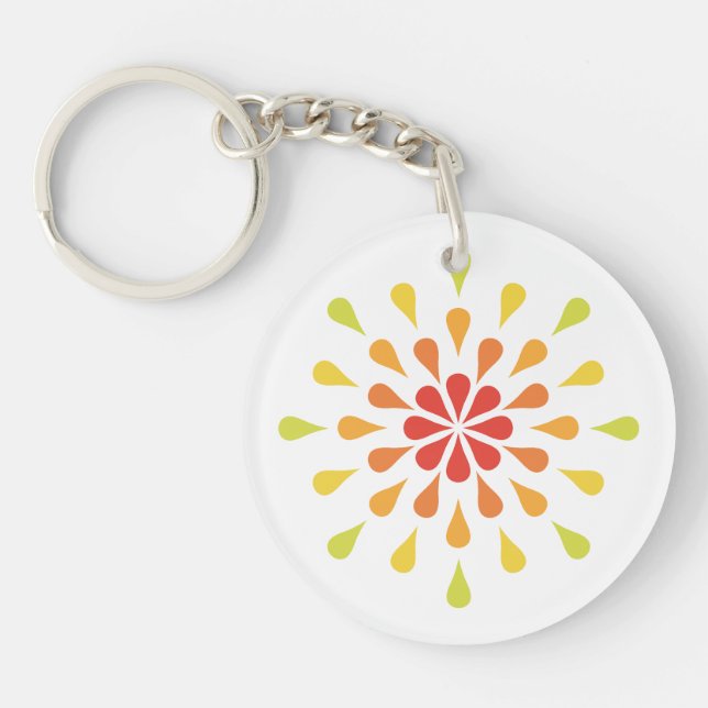 Red, orange and yellow teardrops key ring (Front)