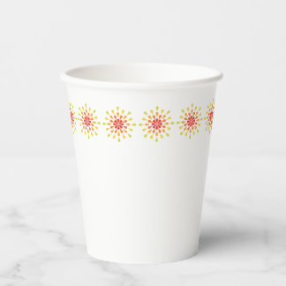 Red, orange and yellow teardrops paper cups
