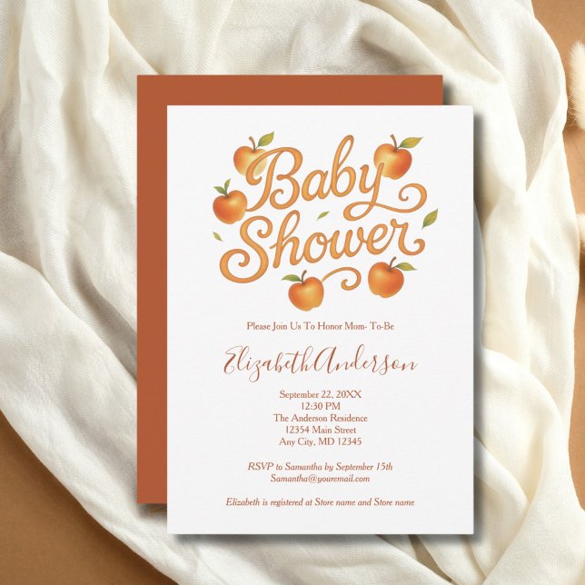 Red Orange Apples Baby Girl Baby Boy Baby Shower Invitation (Red Orange Apples Gender Neutral Baby Girl Boy Baby Shower Invitation, Printed or Digital Download)