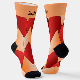 Red Orange Art Deco Design Socks