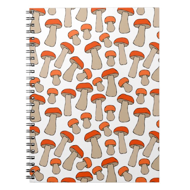 Red Orange Aspen Mushrooms Pattern Notebook (Front)