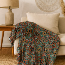 Red Orange Blue Aqua Turquoise Hip Bohemian Art