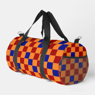 Red Orange Blue Checkered Pattern Design Duffle Bag