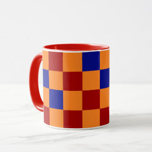 Red Orange Blue Checkered Pattern Design  Mug