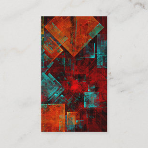 Red Orange Blue Squares Abstract Art Business Card