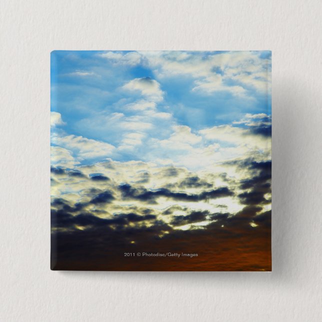 Red Orange Blue Sunset with Clouds 15 Cm Square Badge (Front)