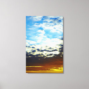 Red Orange Blue Sunset with Clouds Canvas Print