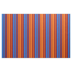 Red Orange Blue Vertical Stripes Design Fabric