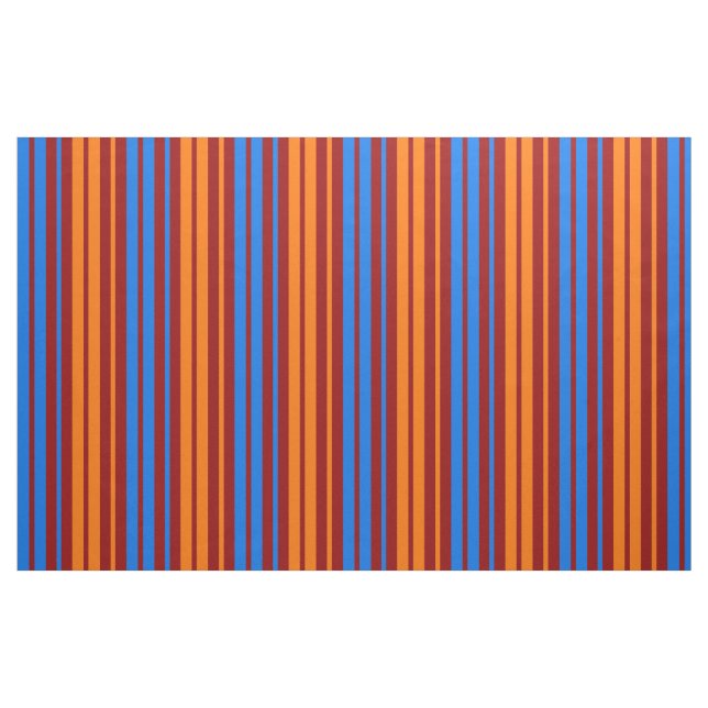 Red Orange Blue Vertical Stripes Design   Fabric (Fat Quarter)