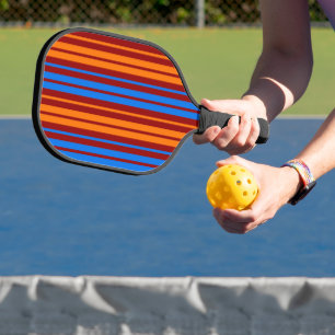 Red Orange Blue Vertical Stripes Design   Pickleball Paddle