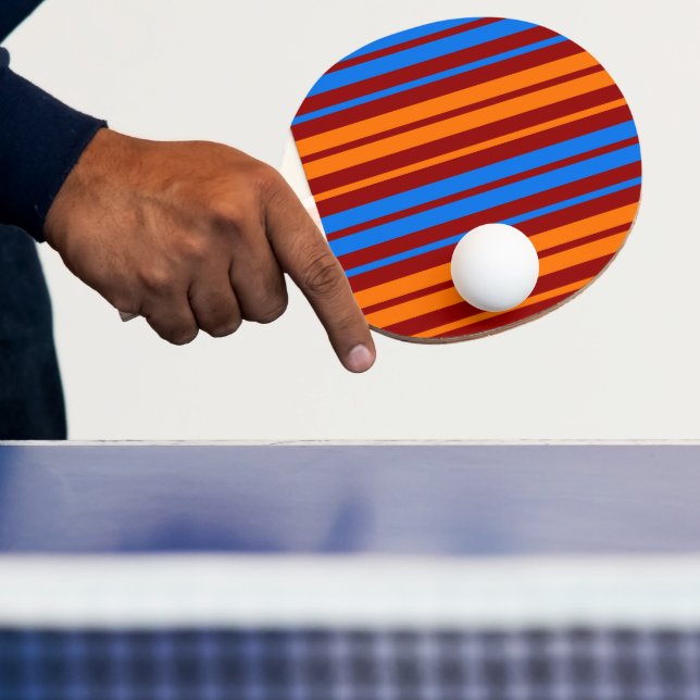 Red Orange Blue Vertical Stripes Design   Ping Pong Paddle (Insitu)