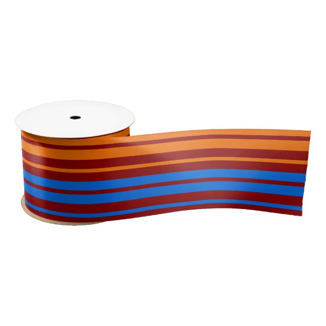 Red Orange Blue Vertical Stripes Design   Satin Ribbon (Spool)