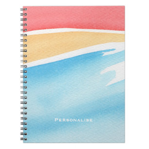 Red Orange Blue Watercolor Strokes Personalised Notebook
