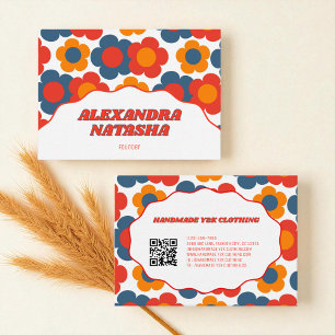 Red Orange Blue Y2K Flower Handmade Clothing Business Card