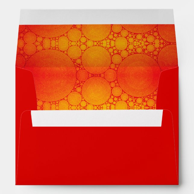 Red Orange Bubble Pattern Modern Holiday Colourful Envelope (Back (Bottom))
