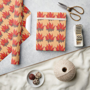Red Orange Camping Campfire Fire Summer Camp Wrapping Paper