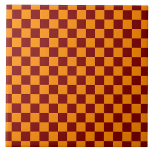 Red + Orange Check Checkered Checkerboard Pattern Tile