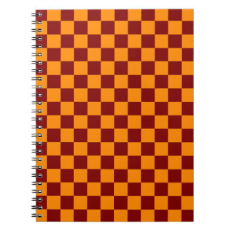 Red + Orange Check Chequered Chequerboard Pattern Notebook