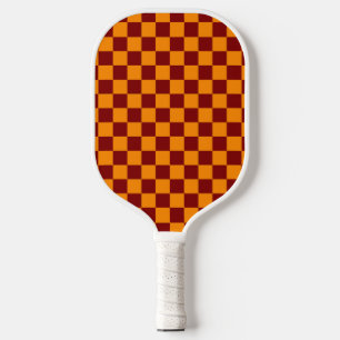 Red + Orange Check Chequered Chequerboard Pattern Pickleball Paddle