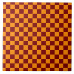 Red   Orange Check Chequered Chequerboard Pattern Tile<br><div class="desc">Red   Orange Check Chequered Chequerboard Pattern ceramic tile</div>