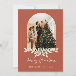 Red Orange Christmas Arch Frame Family Photo cards