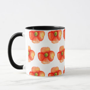 Red Orange Country Rose Flower Watercolor Design Mug