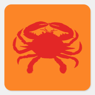 Red Orange Crab Square Sticker