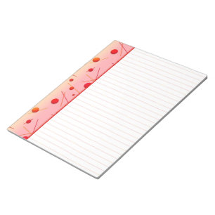 Red Orange Dots and Lines Lt PInk Border Notepad