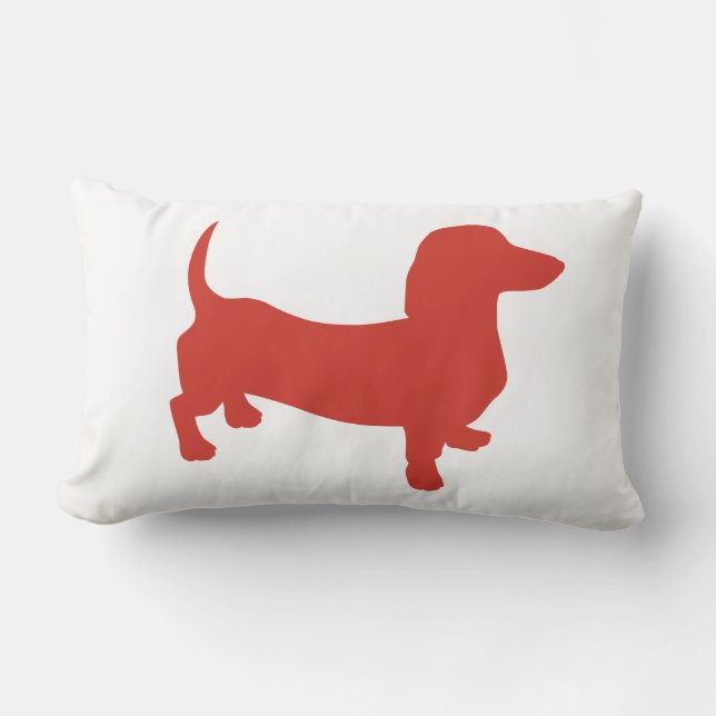 Red Orange Doxie Lumbar Cushion (Front)