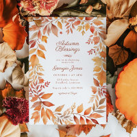 Red Orange Fall Leaf Autumn Blessings Baby Shower