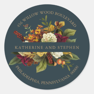Red   Orange Floral Bouquet Return Address Seal