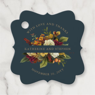 Red   Orange Floral Bouquet With Love and Thanks F Favour Tags